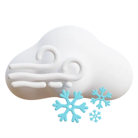 風の強い雪雲  3D Icon