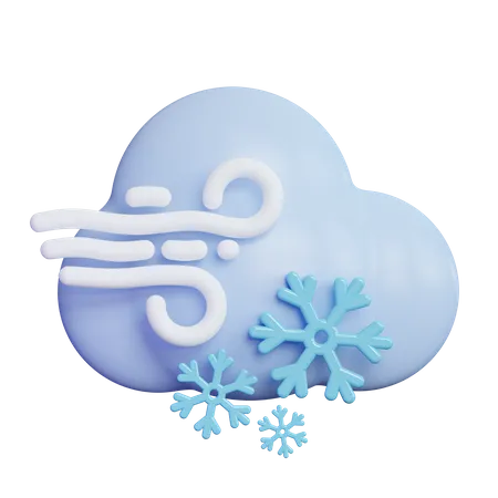 Windy Snow Cloud  3D Icon