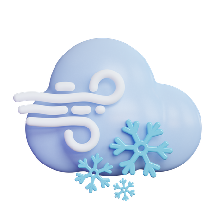 Windy Snow Cloud  3D Icon