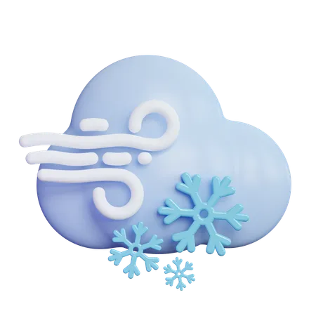 Windy Snow Cloud  3D Icon