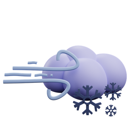 Windy snow cloud  3D Icon