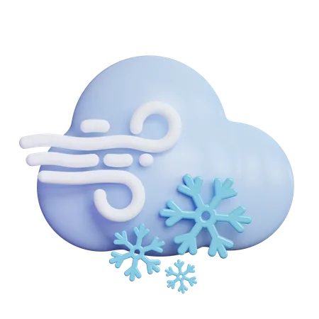 Windy Snow Cloud 3D Icon