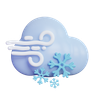 windy snow cloud emoji 3d