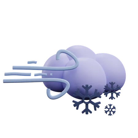 Windy snow cloud 3D Icon