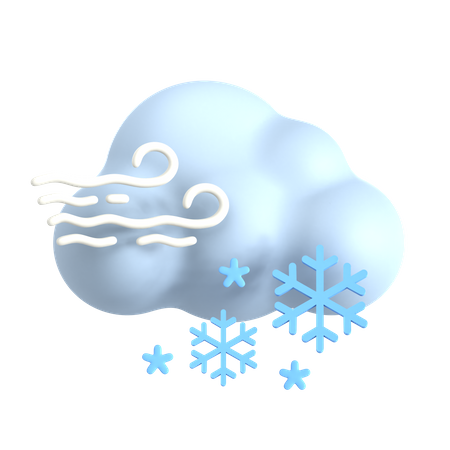 Windy Snow Cloud 3D Icon