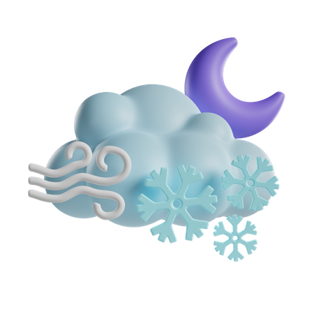 Windy Snow Night 3D Icon