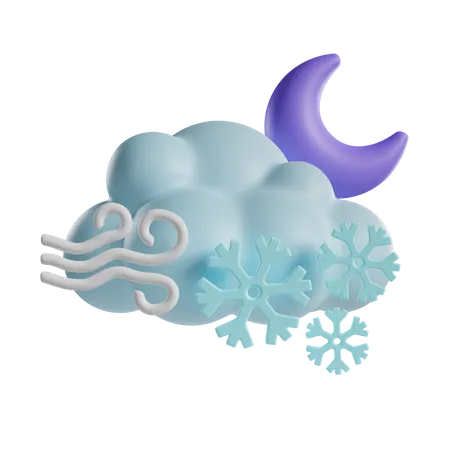 Windy Snow Night 3D Icon