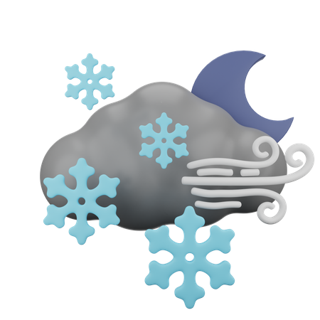 Windy Snowfall At Night  3D Icon