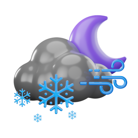 Windy Snowfall Night  3D Icon