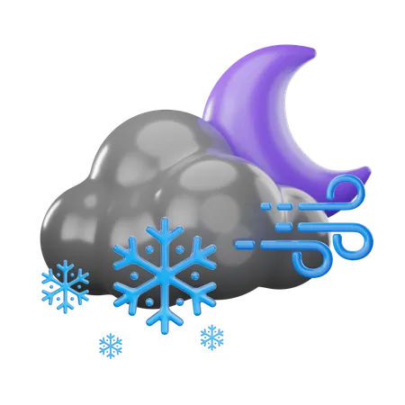 Windy Snowfall Night  3D Icon