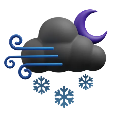 Windy Snowfall night  3D Icon