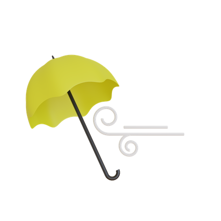 Windy Umbrella  3D Illustration