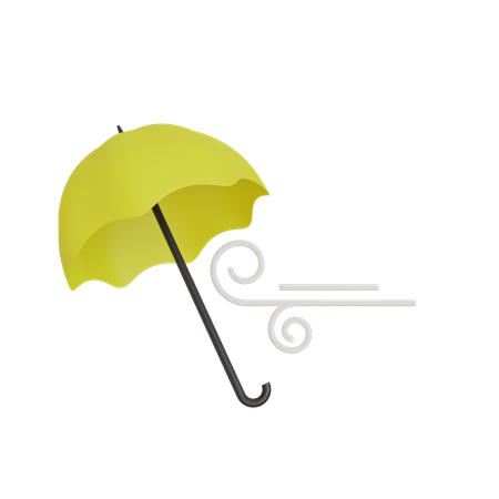 Windy Umbrella 3D Illustration