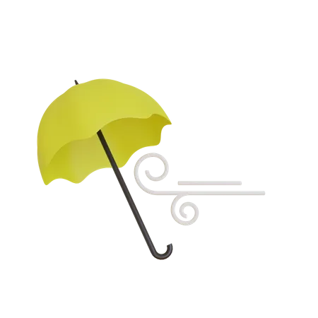 Windy Umbrella  3D Illustration