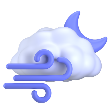 Windy Weather night  3D Icon