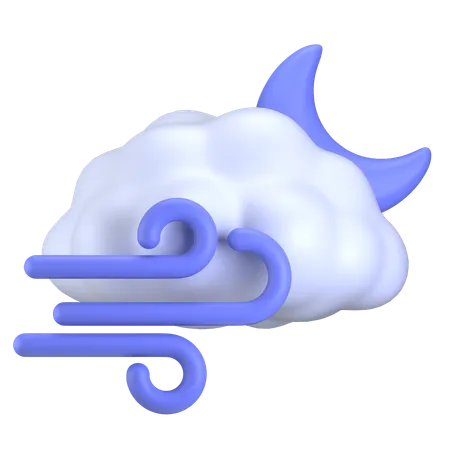 Windy Weather night  3D Icon