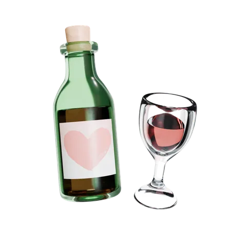 A Wine In A Valentines High Resolution 3000 X 3000 Blend File PNG Transparent 3D Icon