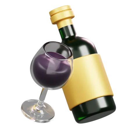 Wine and Glass  3D Icon