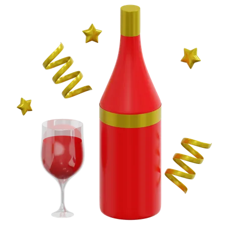 Wine Bottle 3 D Icon Christmas Illustration 3D Icon