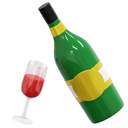 Wine Bottle 3 D Icon Winter Illustration 3D Icon