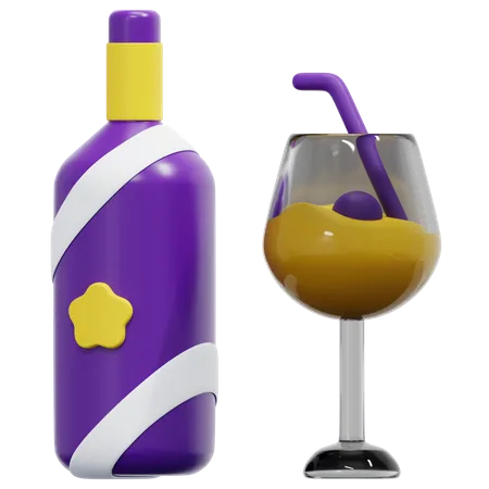 Wine Bottle 3D Icon