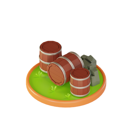 Wine Drums  3D Illustration