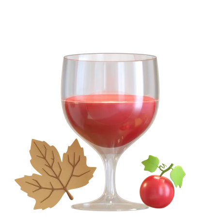 Glass Of Wine Thanksgiving Day 3 D Icon Illustration 3D Icon