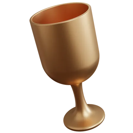 3 D Rendering Golden Wine Glass Isolated 3D Icon