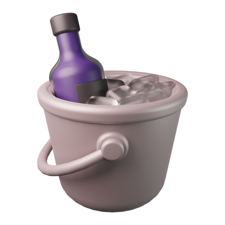 Wine In The Bucket  3D Illustration