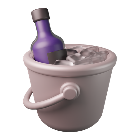Wine In The Bucket 3D Illustration