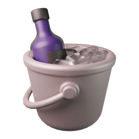 Wine In The Bucket  3D Illustration