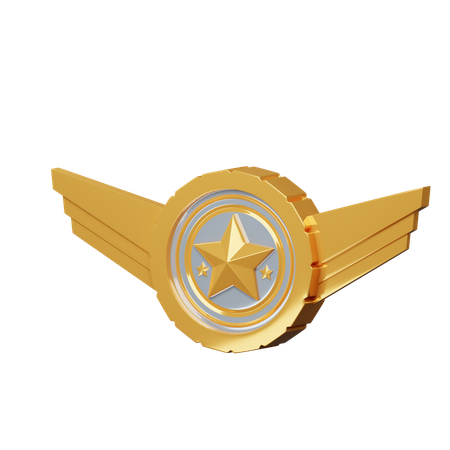 Wing Star Badge  3D Icon