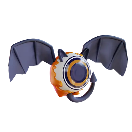 3 D Illustration Of Halloweens Winged Eyes 3D Icon