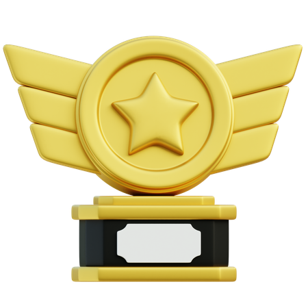 Winged Star Trophy  3D Icon