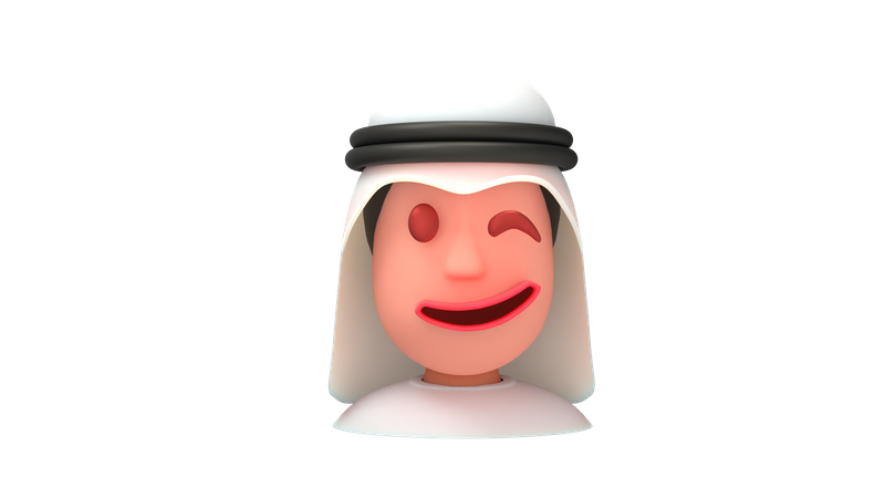 Wink Arab Man 3D Illustration