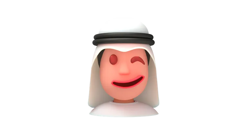 Wink Arab Man  3D Illustration