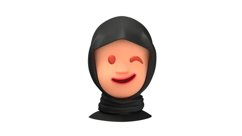 Wink Arab Woman emoji  3D Illustration