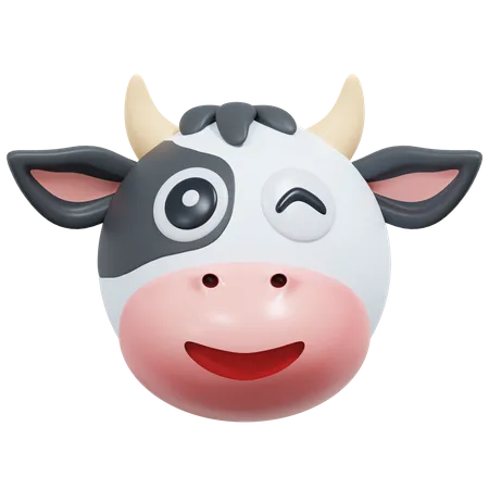 Wink Eyes Cow  3D Icon