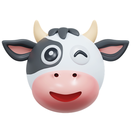 Wink Eyes Cow  3D Icon