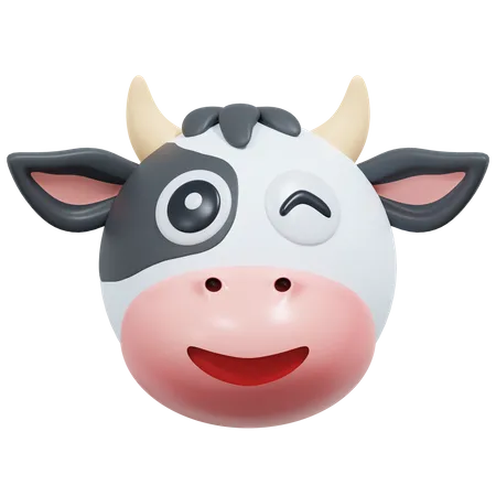 Wink Eyes Cow Emoticon 3 D Icon Illustration 3D Icon