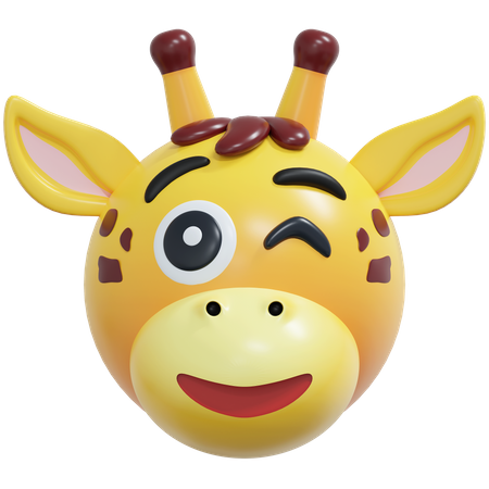 Wink Eyes Giraffe Emoticon  3D Icon