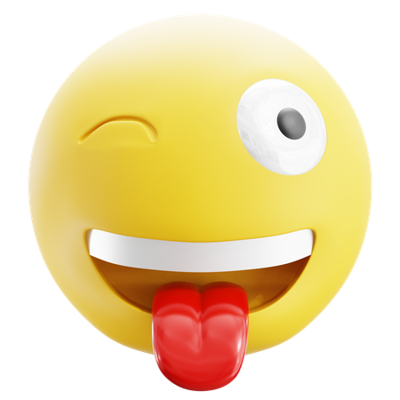 Wink Face Tongue Emoji  3D Icon