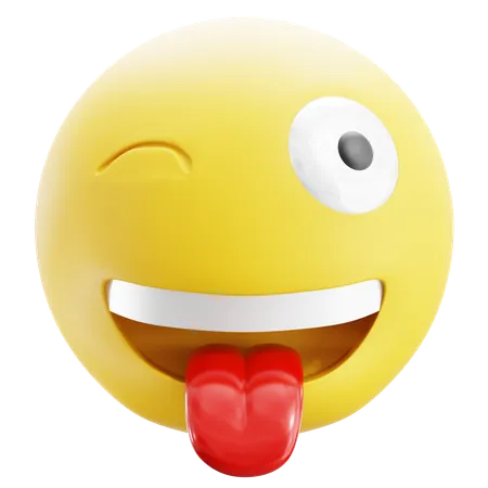 Wink Face Tongue Emoji  3D Icon