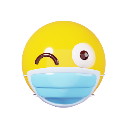 Wink In Mask Emoji  3D Emoji