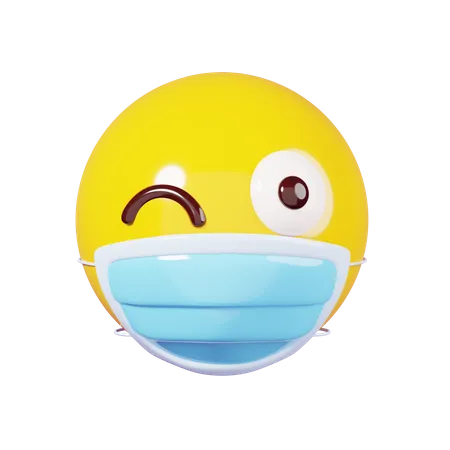 Wink In Mask Emoji  3D Emoji