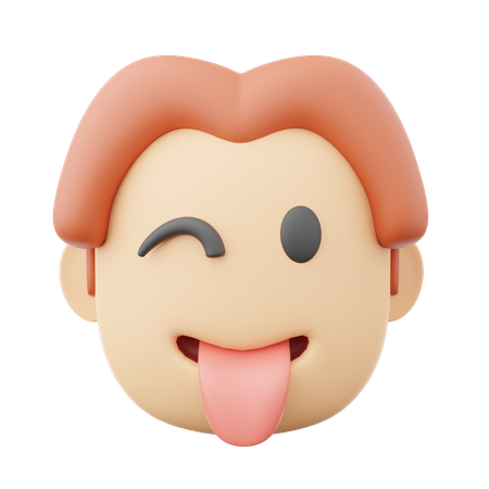 Wink Tongue 3D Illustration