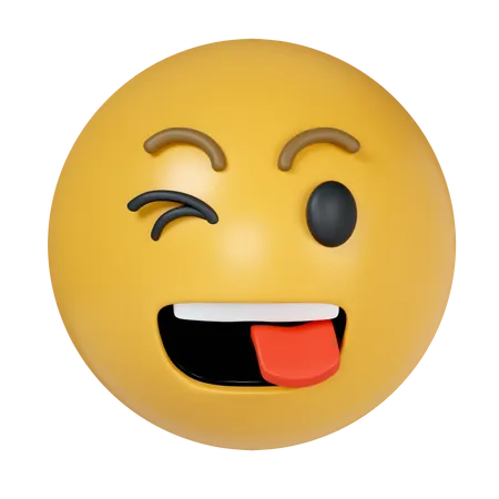 3 D Winking Face With Tongue Yellow Emoji Sticking Out Her Tongue And Winking Wackiness Buffoonery Icon Isolated On Gray Background 3 D Rendering Illustration Clipping Path 3D Icon