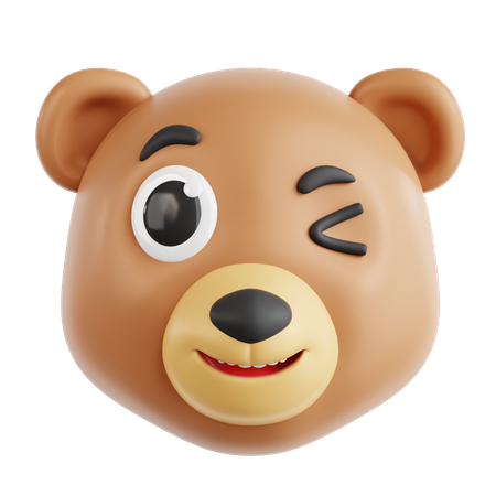 Winking Bear  3D Icon