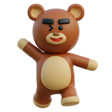 Winking Bear  3D Illustration