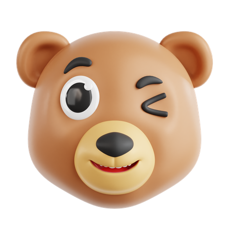 Winking Bear  3D Icon